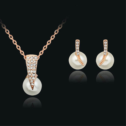 Pearl & Cubic Zirconia Goldtone Flush-Set Pendant Necklace Set