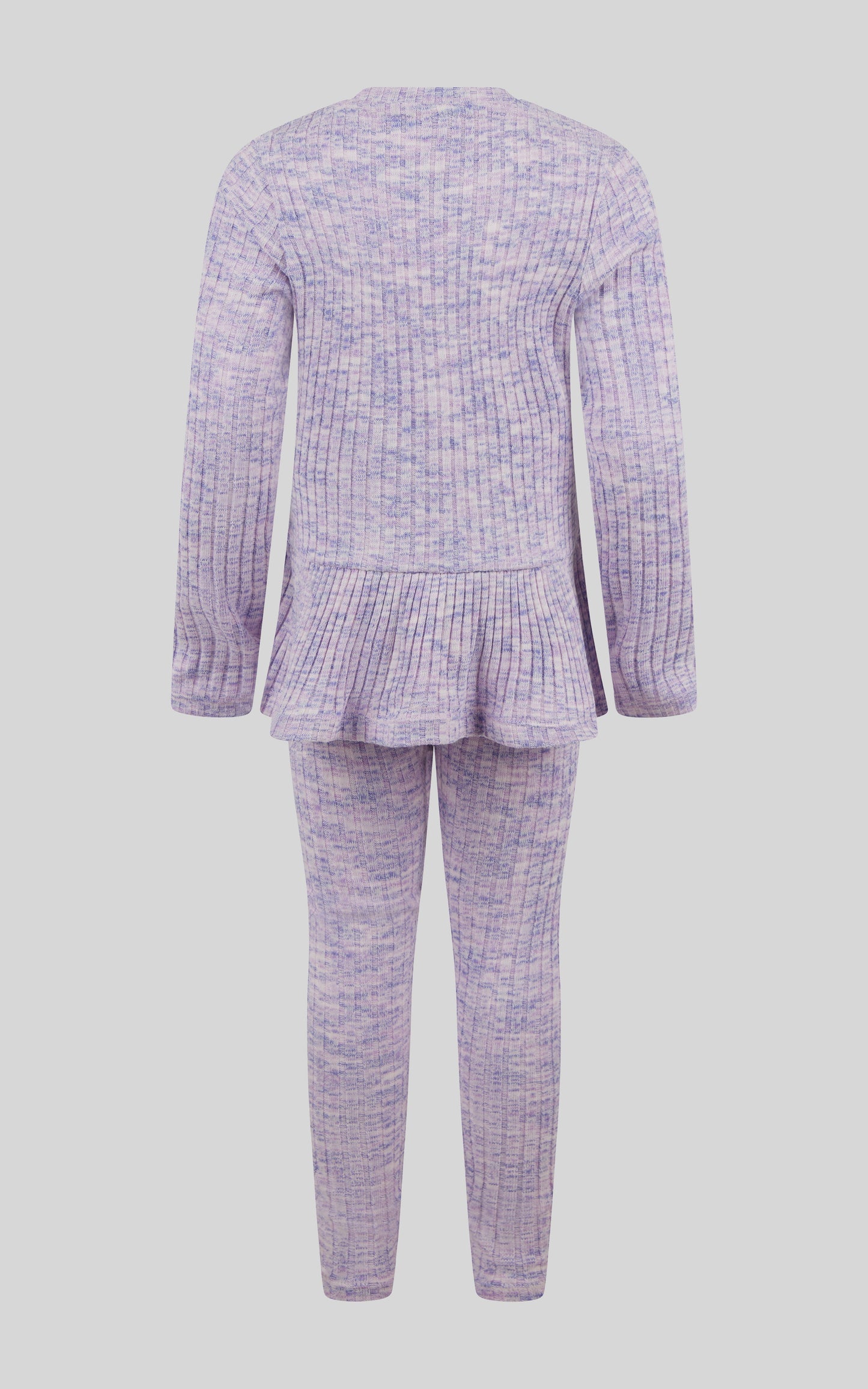 4-6X 2 PC Ribbed Space Dye Peplum Pullover + Legging Set