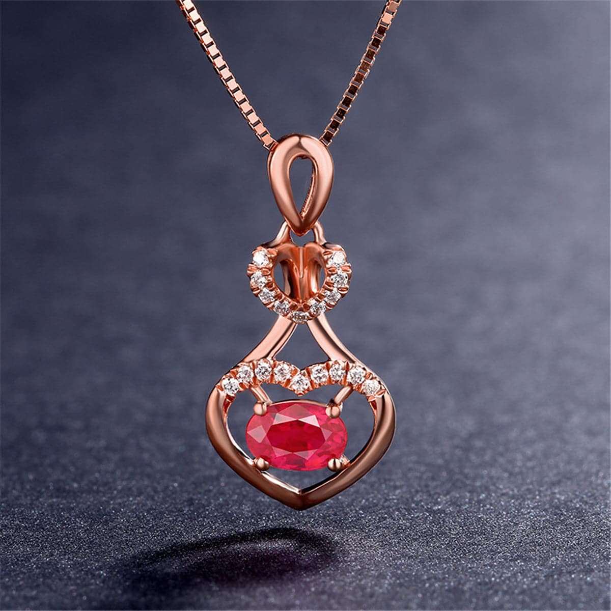 Cubic Zirconia & Rose Goldtone Heart Pendant Necklace-4