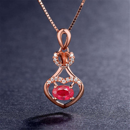 Cubic Zirconia & Rose Goldtone Heart Pendant Necklace-4