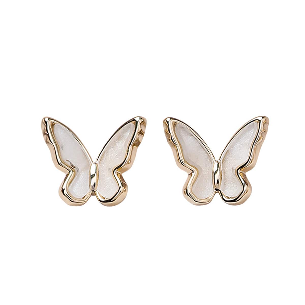 Shell & Goldtone Butterfly Stud Earrings