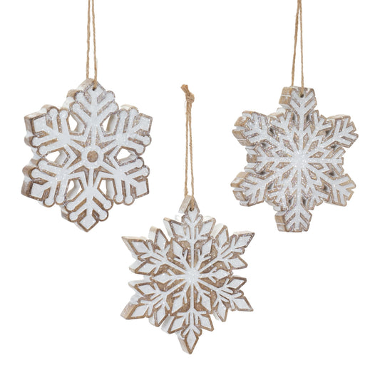 Melrose International Glittered Snowflake Ornament (Set of 3)