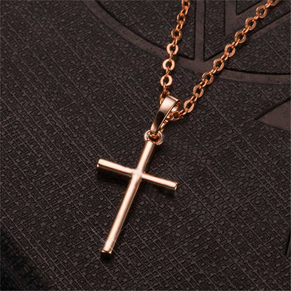 Rose Goldtone Cross Pendant Necklace