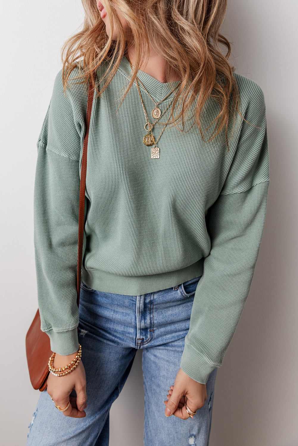 Halo Knit Drop Shoulder Top - Clearly Aqua / L - 12/14