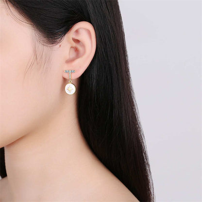 Cubic Zirconia & Enamel Goldtone Star Drop Earrings