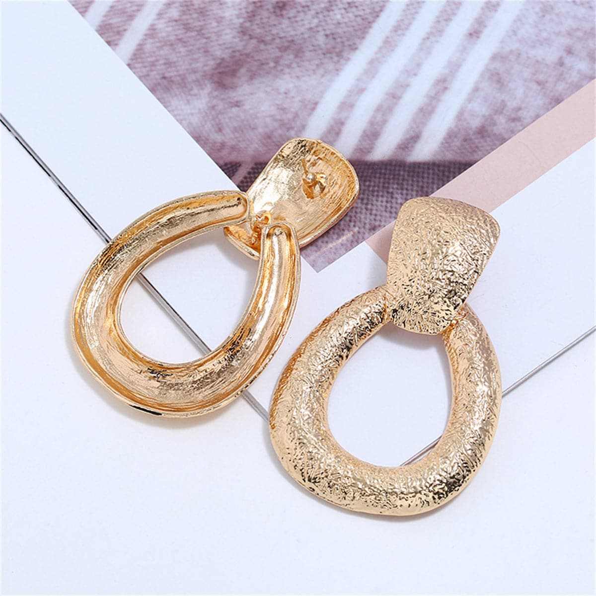 Goldtone Texture Drop Earrings