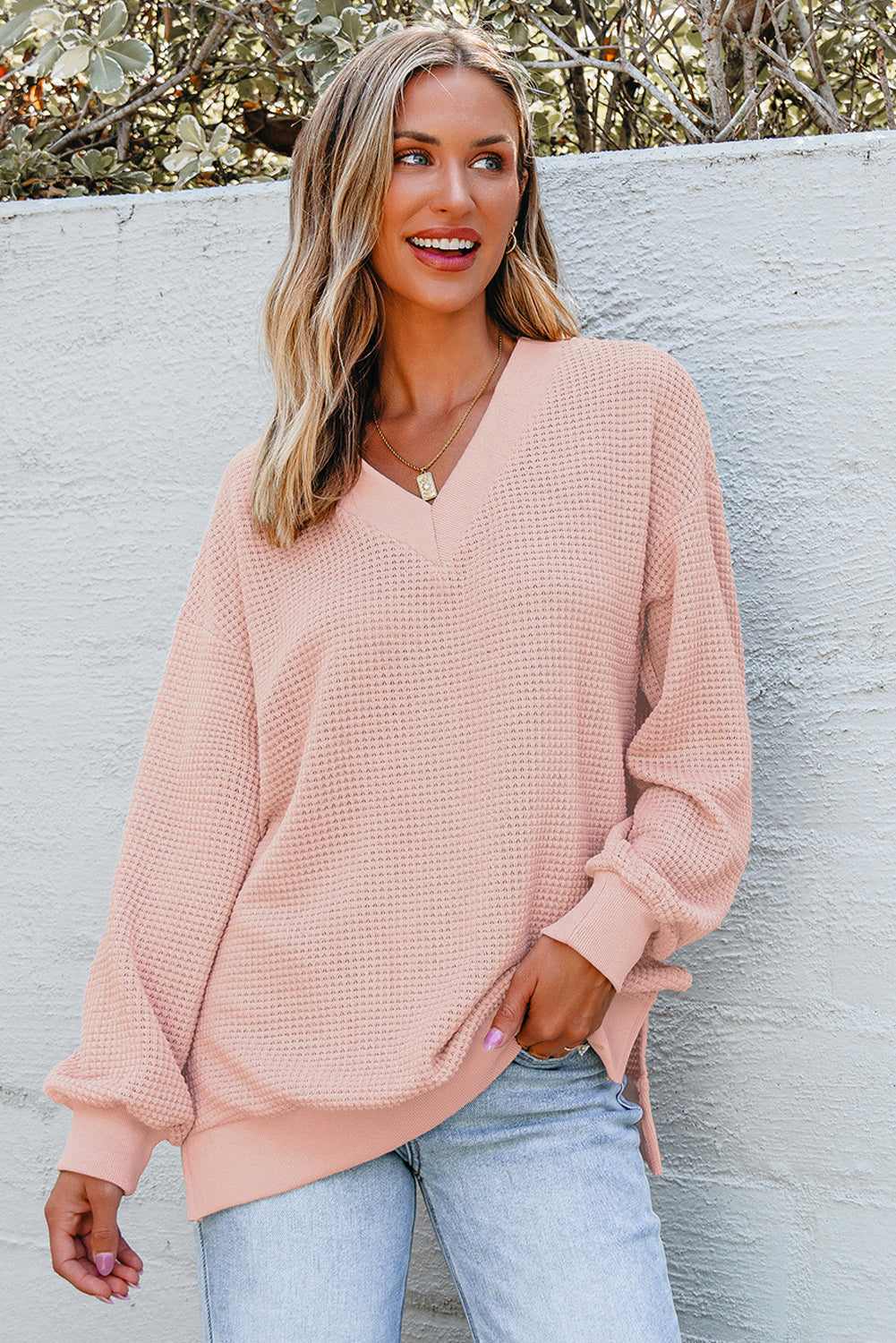 Zoey Sleeve Knit Top Long Sleeve Top - Fushia / L - 12/14