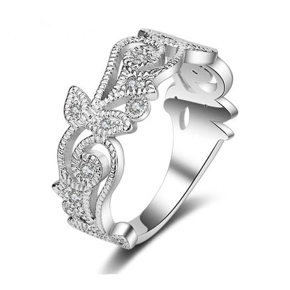 Cubic Zirconia & Silvertone Botany Ring-3