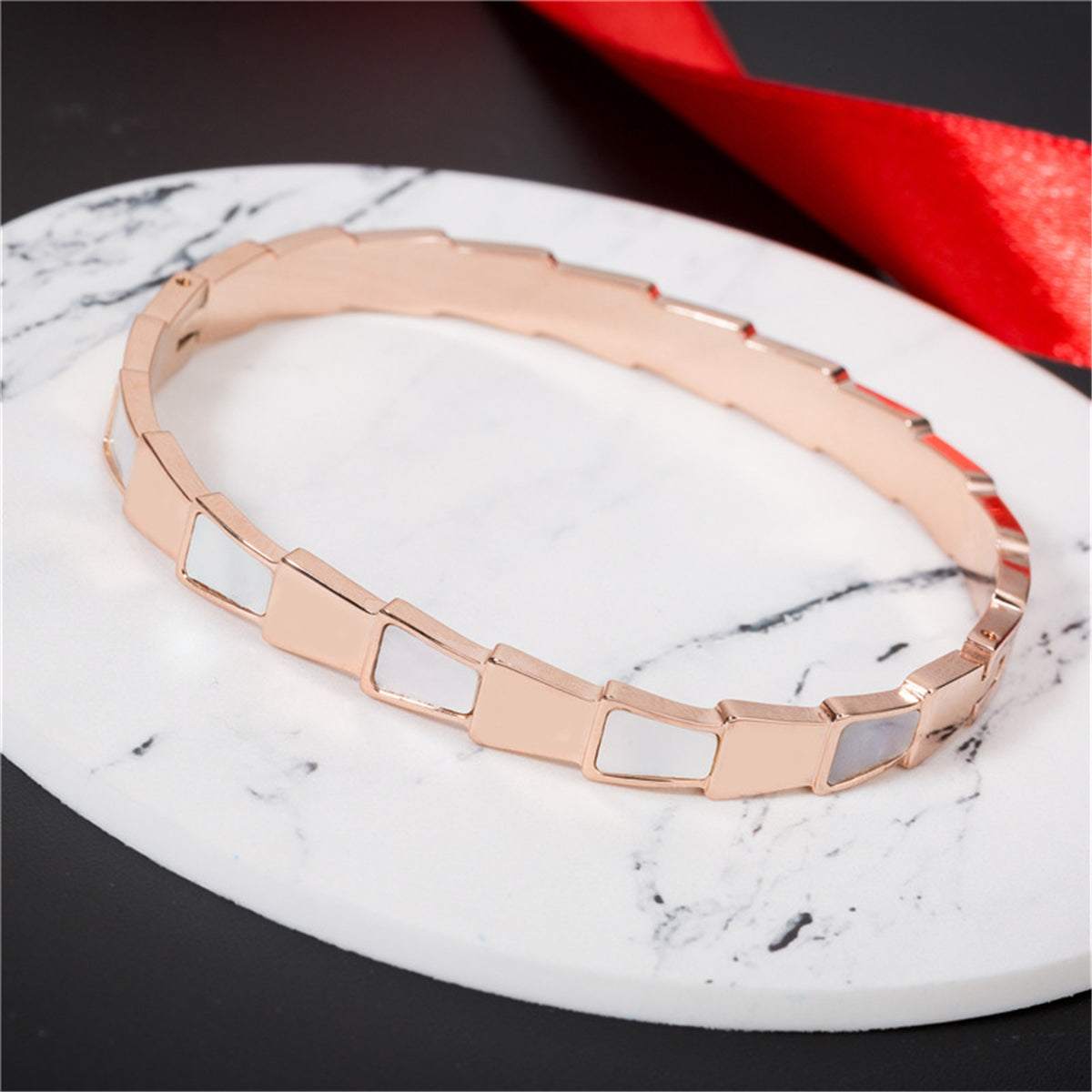 Rose Goldtone Ladder Bangle