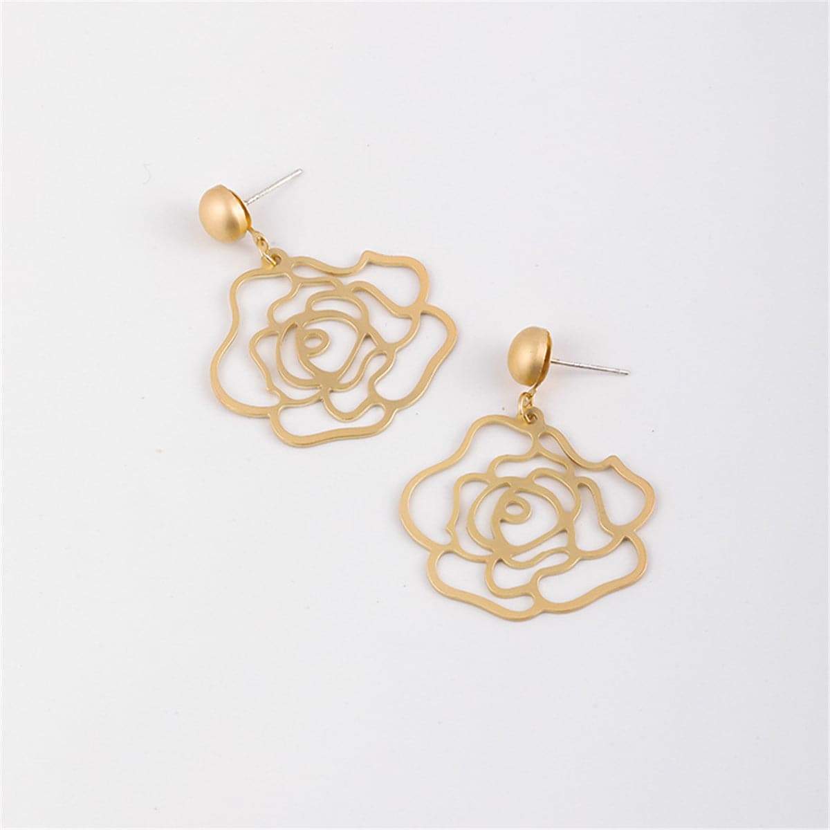 Goldtone Floral Openwork Drop Earrings