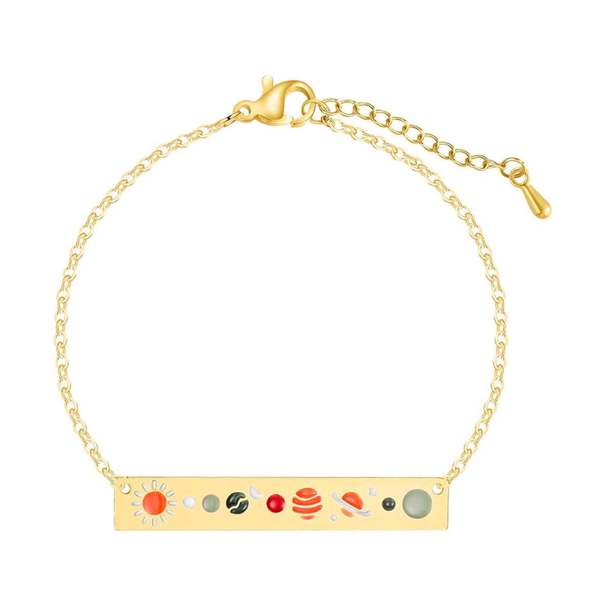 Orange & Goldtone Celestial ID Bracelet
