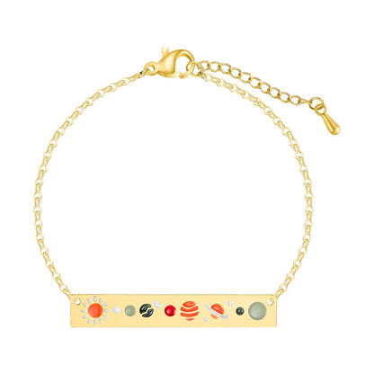 Orange & Goldtone Celestial ID Bracelet