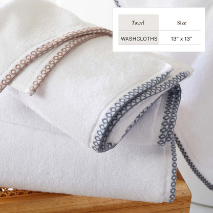 Cotton Border-Stitched 6-Piece Towel Set - Valery Collection