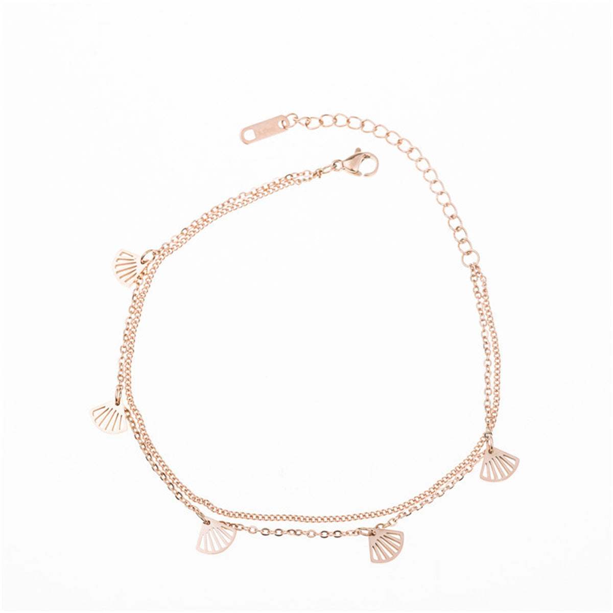Rose Goldtone Gingko Leaves Charm Bracelet