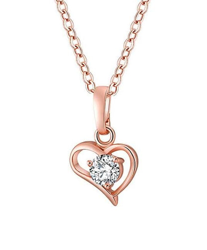 Cubic Zirconia & Rose Goldtone Heart Pendant Necklace