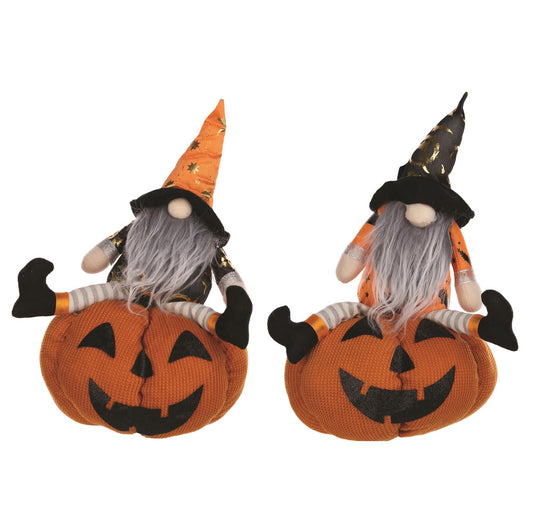 Melrose International Plush Halloween Gnome with Jack O Lantern (Set of 2)