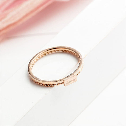 Rose Goldtone 'Love' Rope-Band Ring