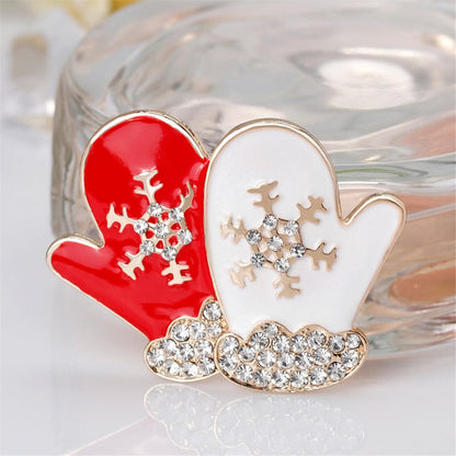 Cubic Zirconia & Goldtone Mittens Brooch