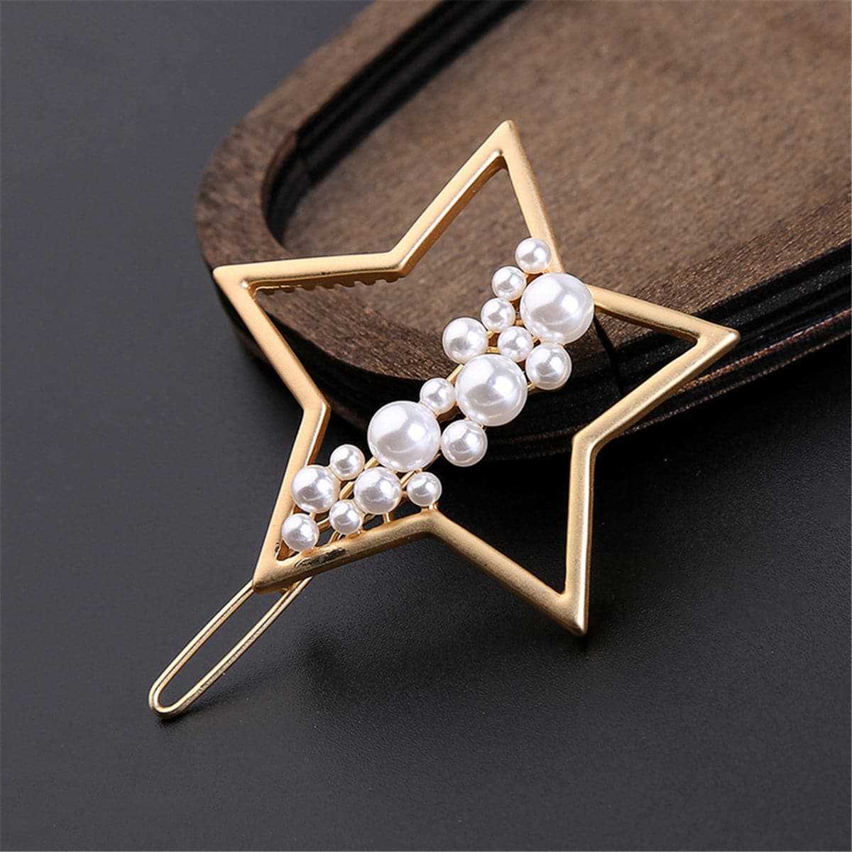 Pearl & Goldtone Star Hair Clip
