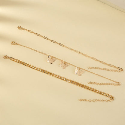 Goldtone Butterfly Station Bracelet Set