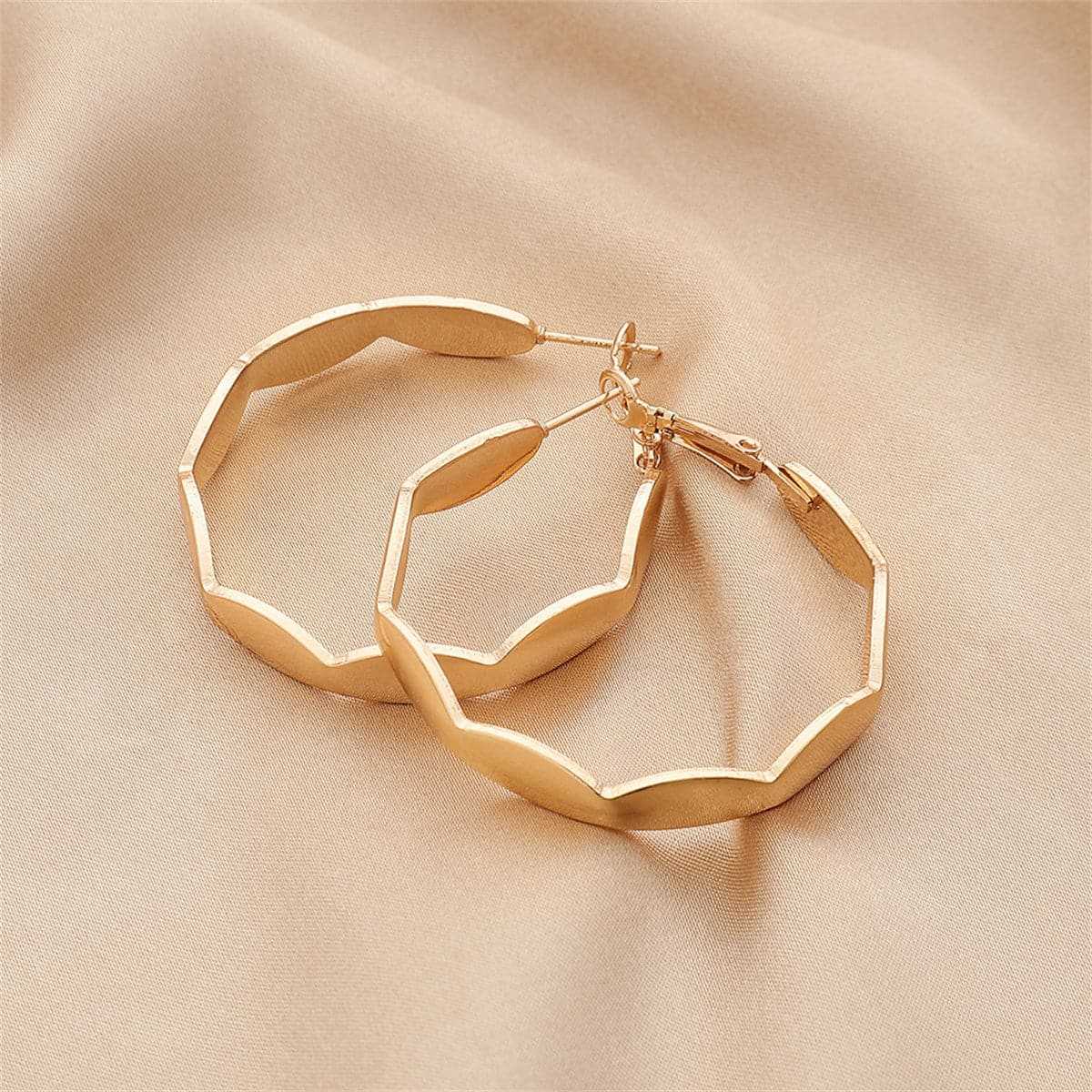 Goldtone Wave Hoop Earrings