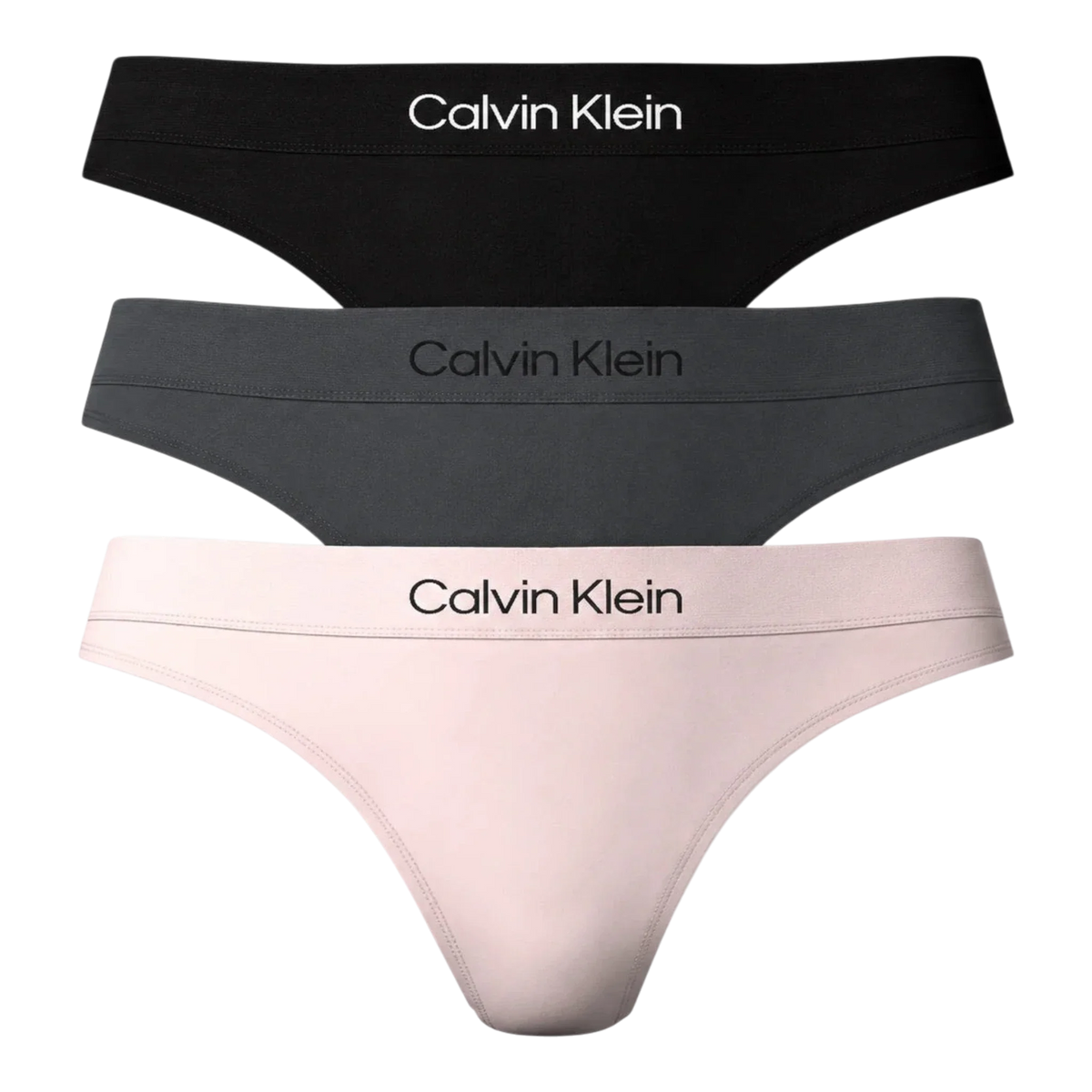 Calvin Klein Women's Thong 3-Pack — Black/ashford Grey/nymph's Thigh