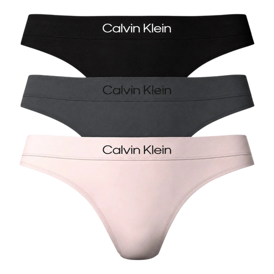 Calvin Klein Women's Thong 3-Pack — Black/ashford Grey/nymph's Thigh