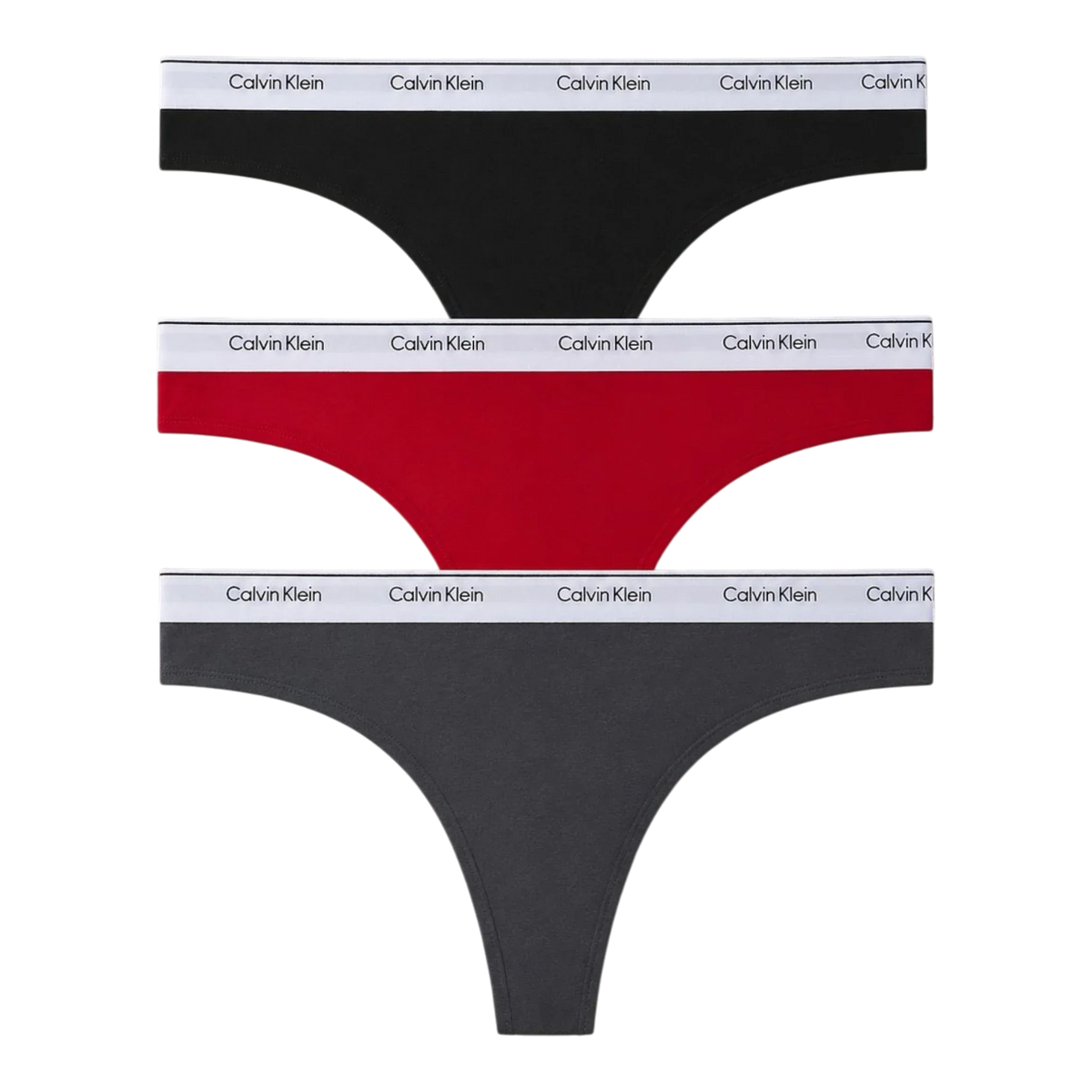 Calvin Klein Women's Thong 3-Pack — Black/ashford/tango Red