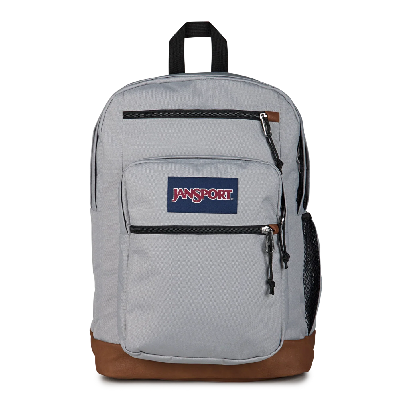 JanSport Cool Student Backpack 34L — Grounded Grey Leather-Trim Laptop Pack