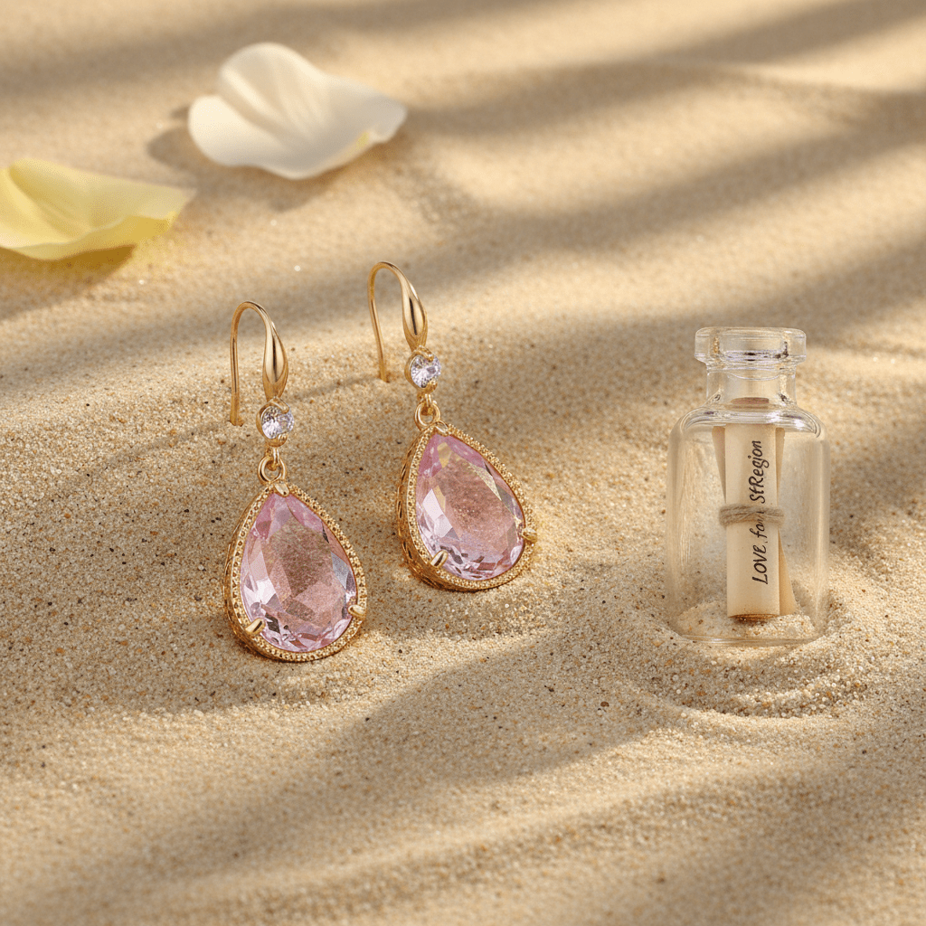 Pink Crystal & Cubic Zirconia Goldtone Teardrop Hook Earrings