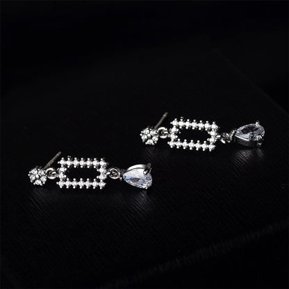 Cubic Zirconia & Crystal Silvertone Pear-Cut Geometric Drop Earrings