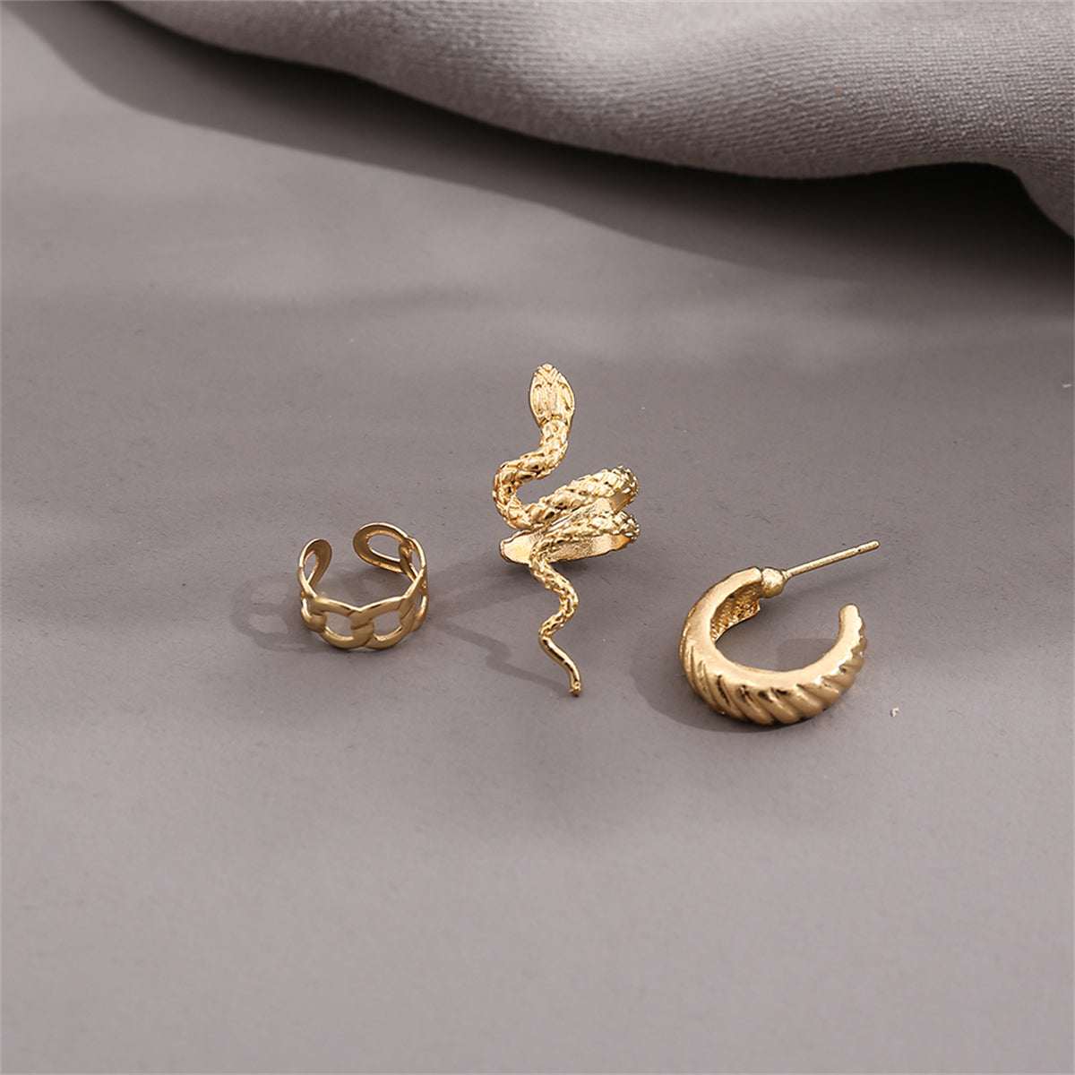 Goldtone Snake Ear Cuff Set