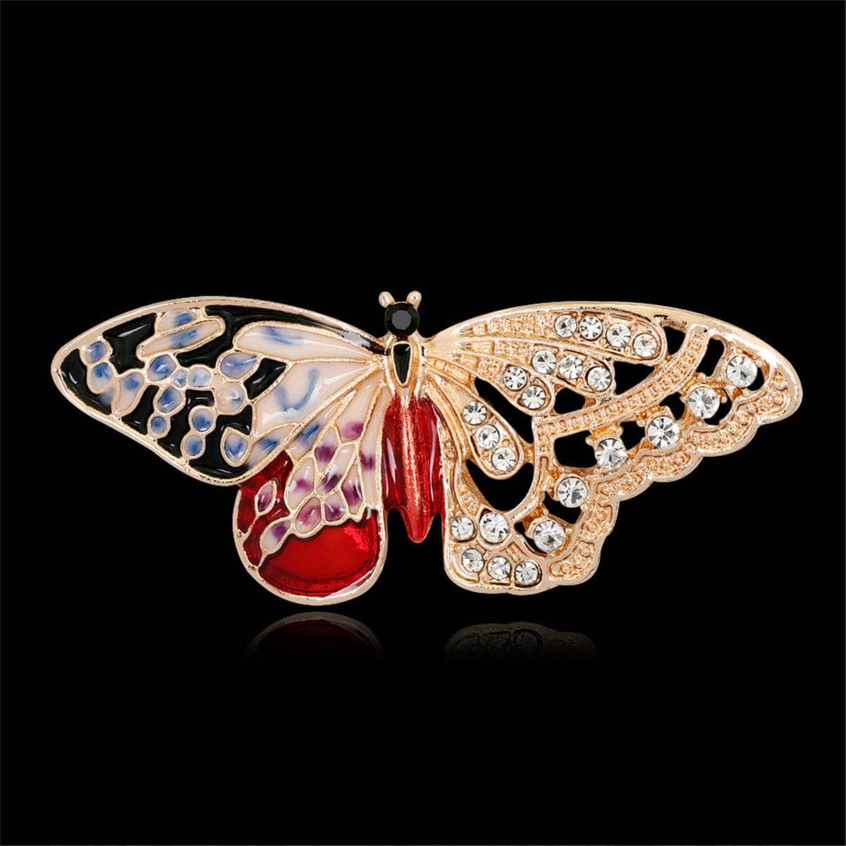 Cubic Zirconia & Goldtone Butterfly Brooch