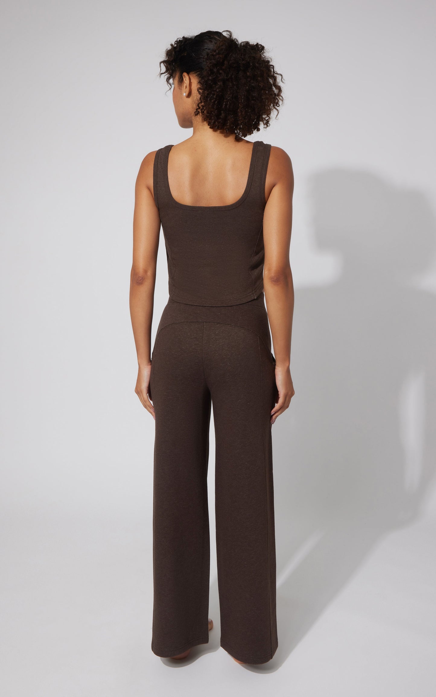 Terry Corset Tank & Fleece Wide Leg Pant Set