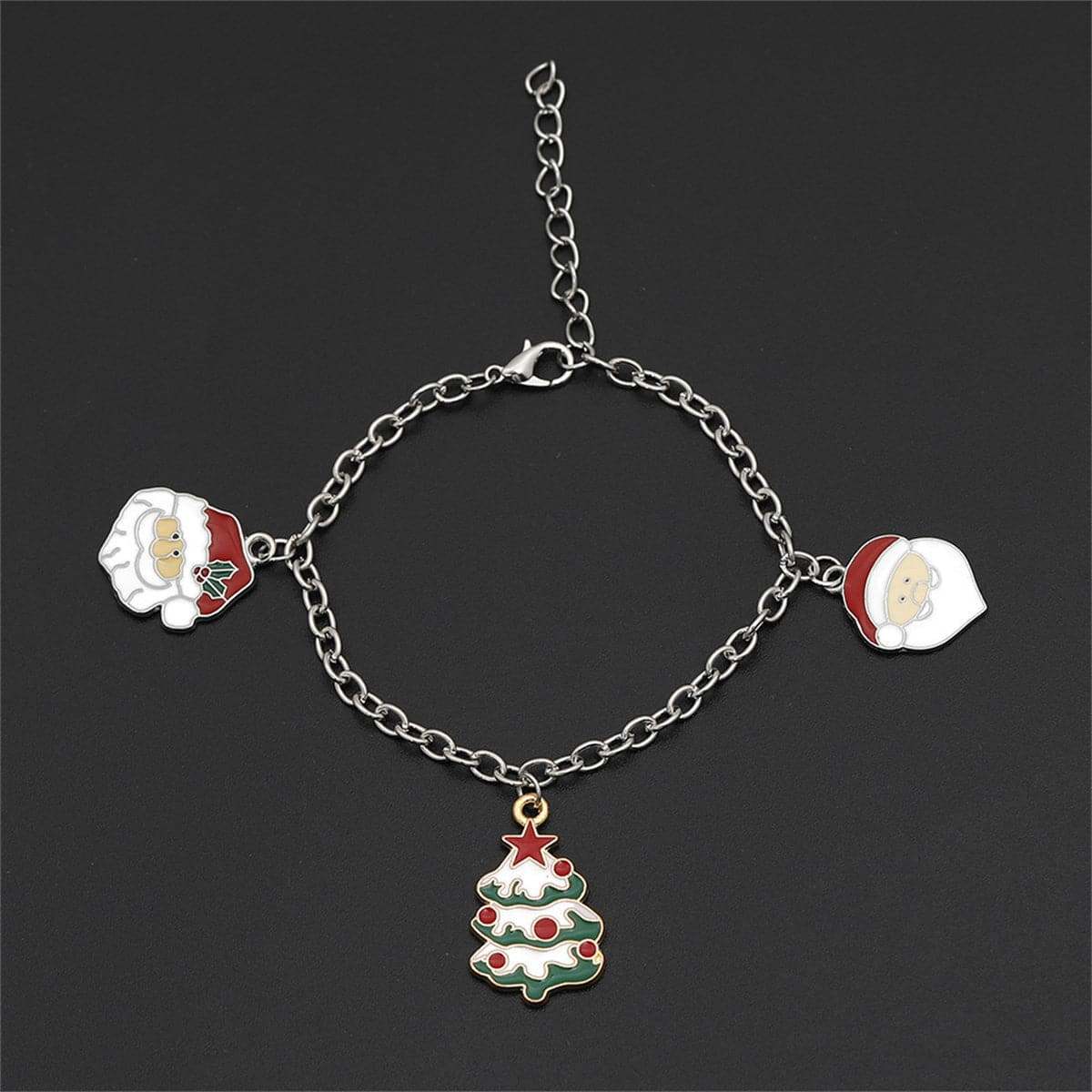 Two-tone Christmas Tree & Santa Charm Bracelet