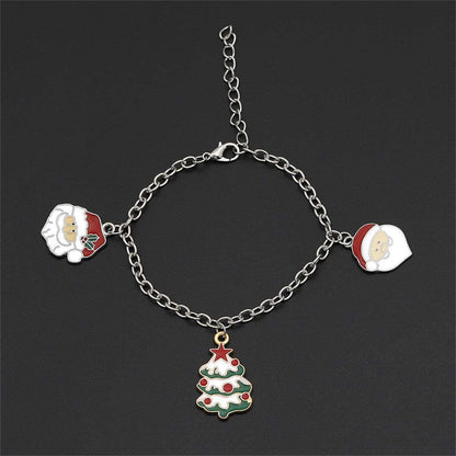 Two-tone Christmas Tree & Santa Charm Bracelet