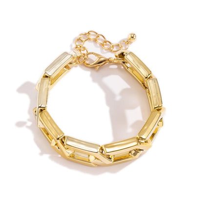 Goldtone Open Hexagon Chain Bracelet