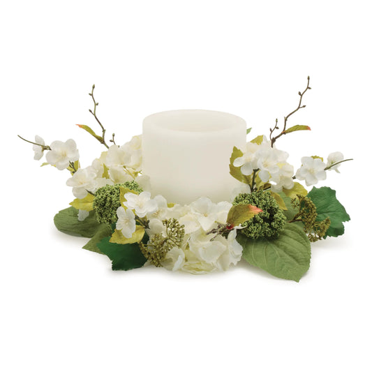 Melrose International Hydrangea Floral Candle Ring (Set of 2)