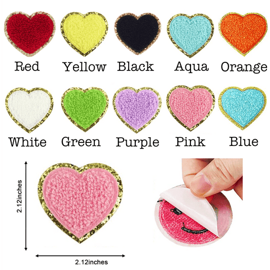 Threaded Pear Self Adhesive Chenille Heart Patches