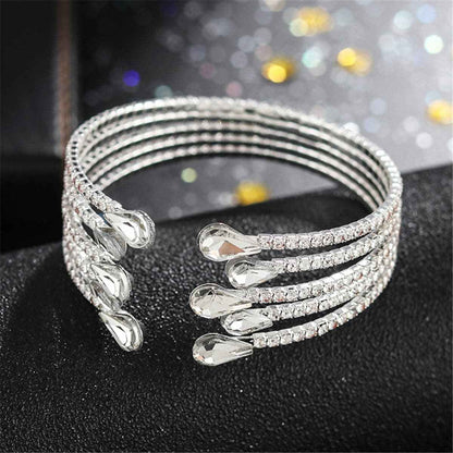 Cubic Zirconia & Crystal Teardrop Layered Cuff