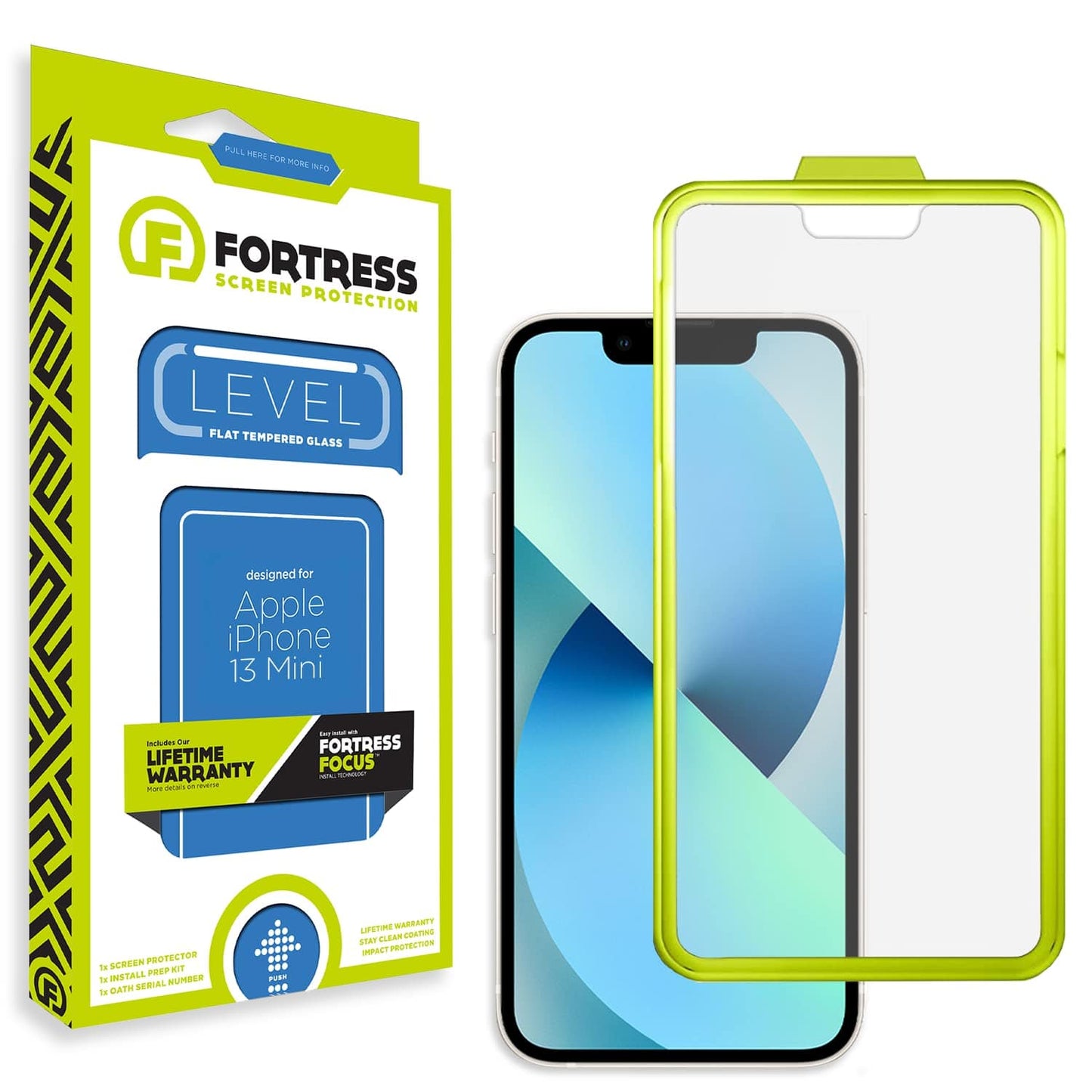 Fortress Compatible with Iphone 13 Mini Screen Protector with Easy Installation Tool [9h Tempered Glass] Anti-Scratch, Drop Protection [Lifetime Replacements] Anti-Fingerprint