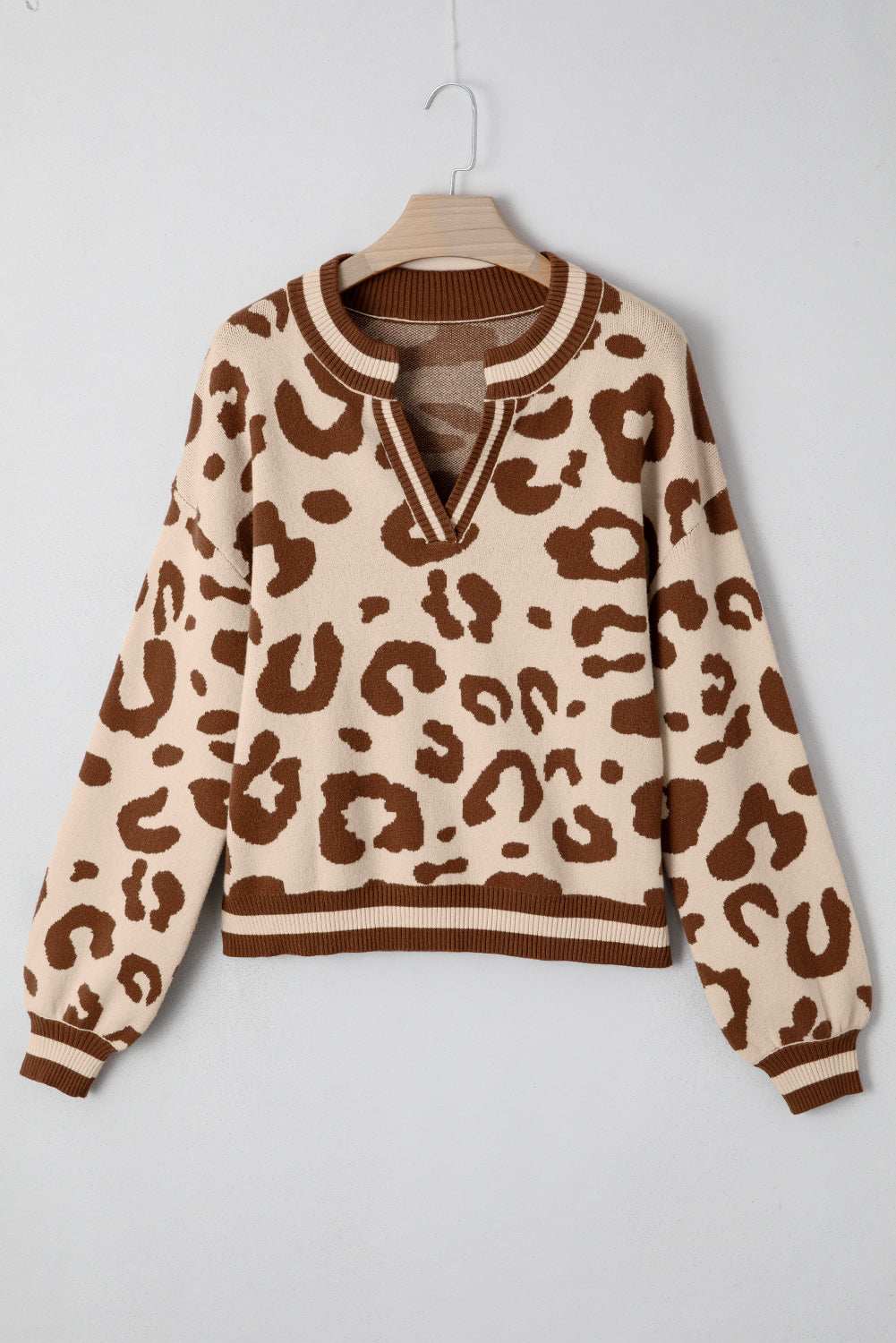 June Printed Knit Casual Sweater - Light French Beige / L - 12/14