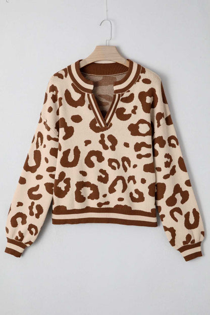 June Printed Knit Casual Sweater - Light French Beige / L - 12/14