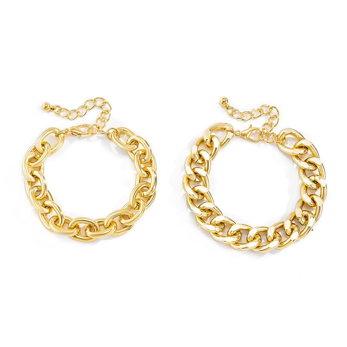 Goldtone Curb Chain Bracelet Set-2
