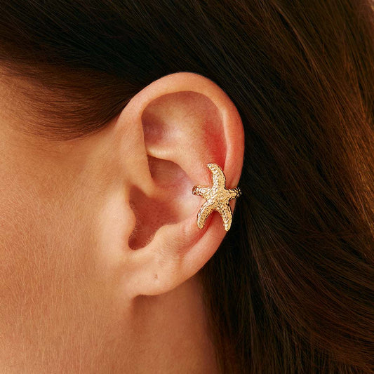 Goldtone Textured Starfish Ear Cuff