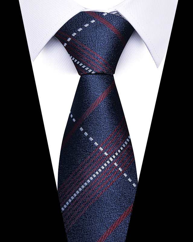 Midnight Navy Burgundy & Silver Stripes-