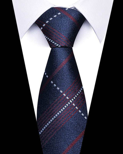 Midnight Navy Burgundy & Silver Stripes-