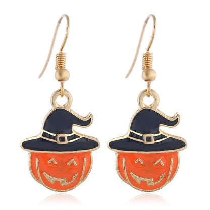 Orange & Goldtone Pumpkin Drop Earrings