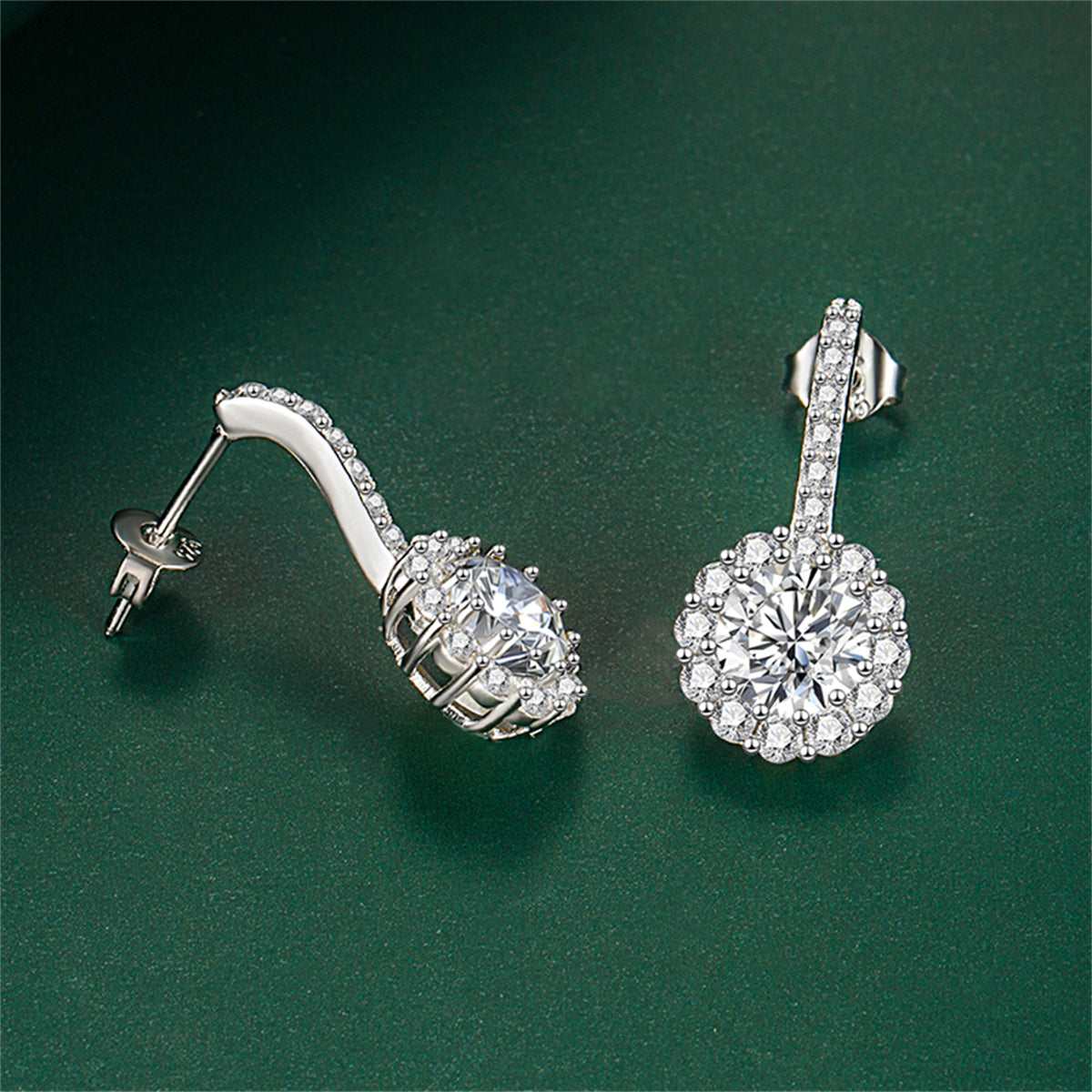 Clear Crystal & Cubic Zirconia Silvertone Round Dangle Earrings