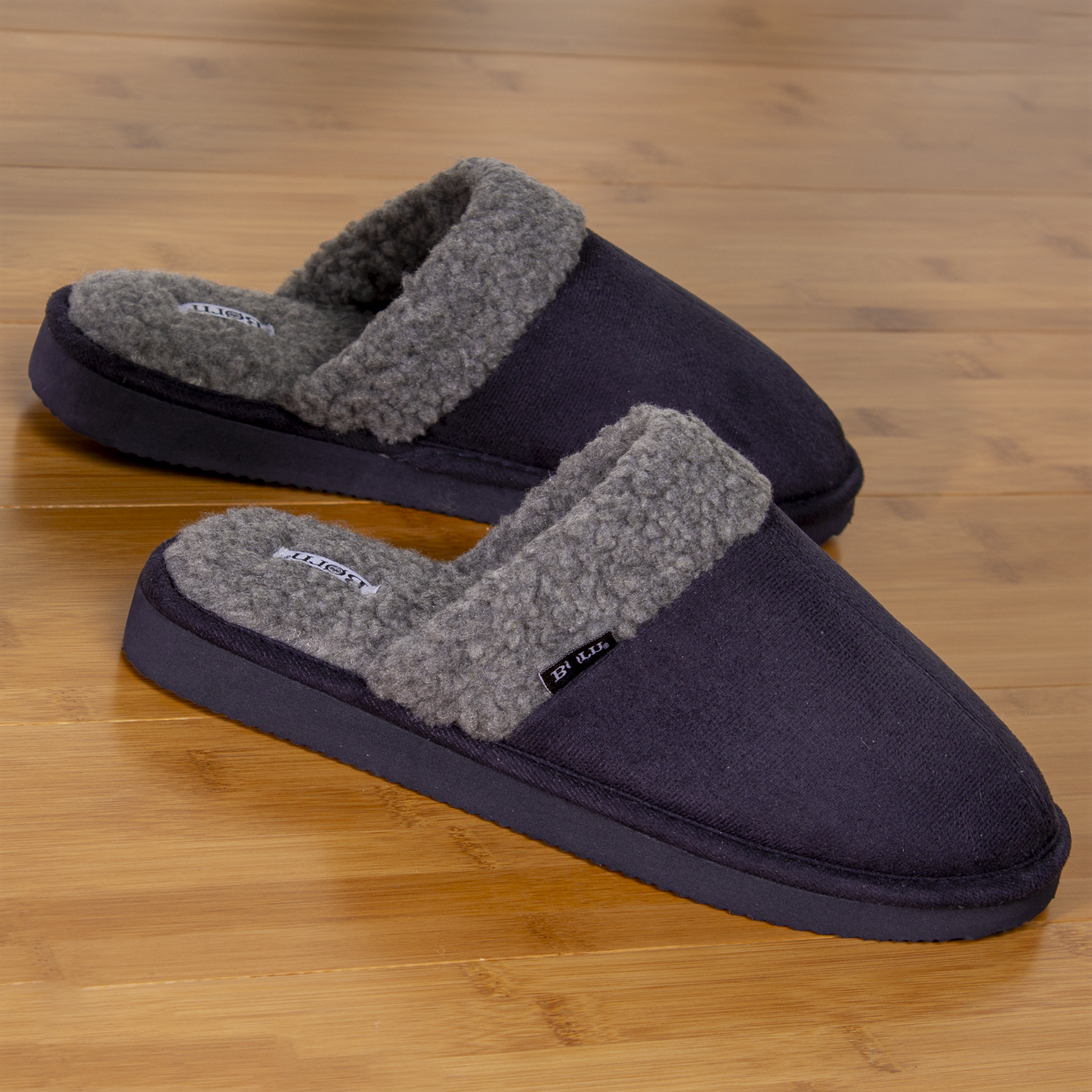 Born Men's Faux Suede and Sherpa Scuff Slippers (Black, Medium)